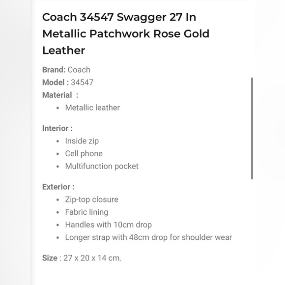 Coach Swagger Rose Gold handbag and wallet - Picture 10 of 12